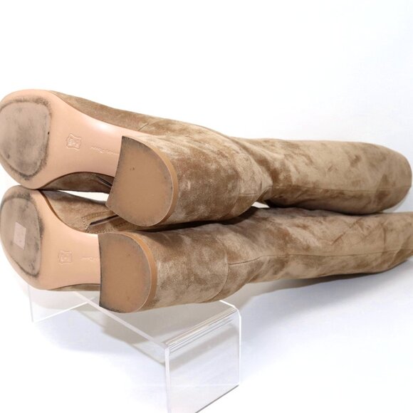 Gianvito Rossi 38.5 Joelle Suede Knee High Tall High Heel Boot 70mm Camel - Picture 12 of 16